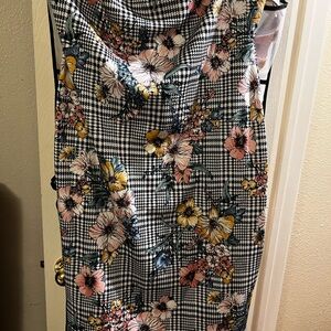 Floral Houndstooth Dress